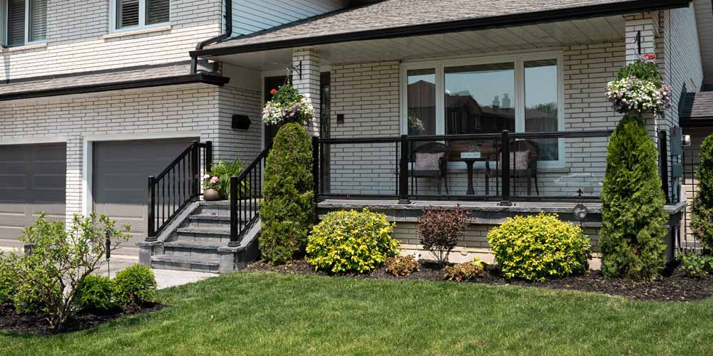 Front Porch Stone Clad Steps Landscaping in Pickering, Ontario